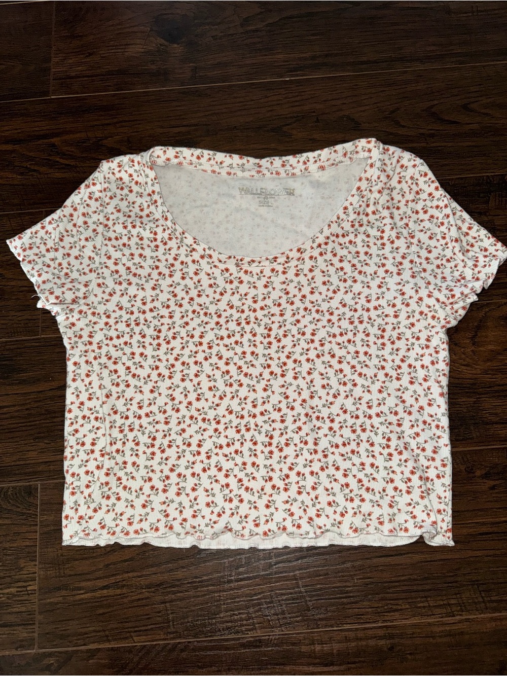 Wallflower White Crop Top with Red Floral Print